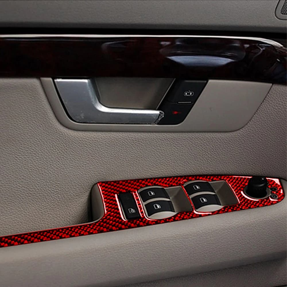 For Audi A4 S4 B7 2005-2008 Carbon Fiber Window Lift Control Panel Modified Cover Car Interior Decoration Accessories Sticker