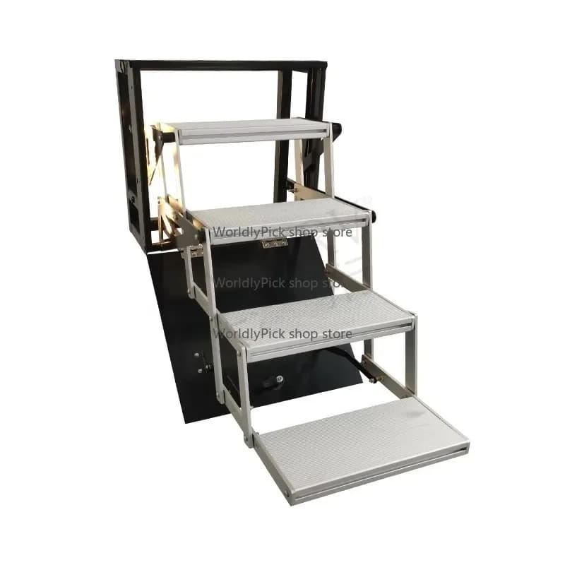 Caravan Accessories RV Step 4 Steps Folding Electric/Manual Type Stairs with LED Light Steel Slip Ladders