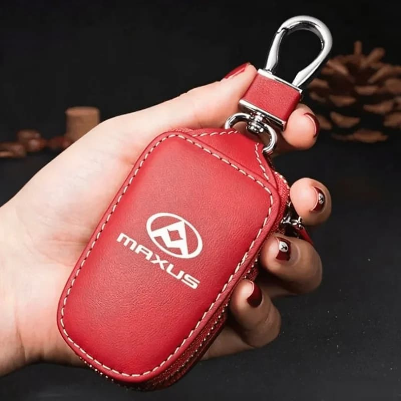 Car Key Fob Case Car Zipper Key Holder Auto Remote Key Bag Leather For MAXUS T90 MIFA 7 MIFA 9 D90 G10 eTerron 9 D60 G50 PLUS