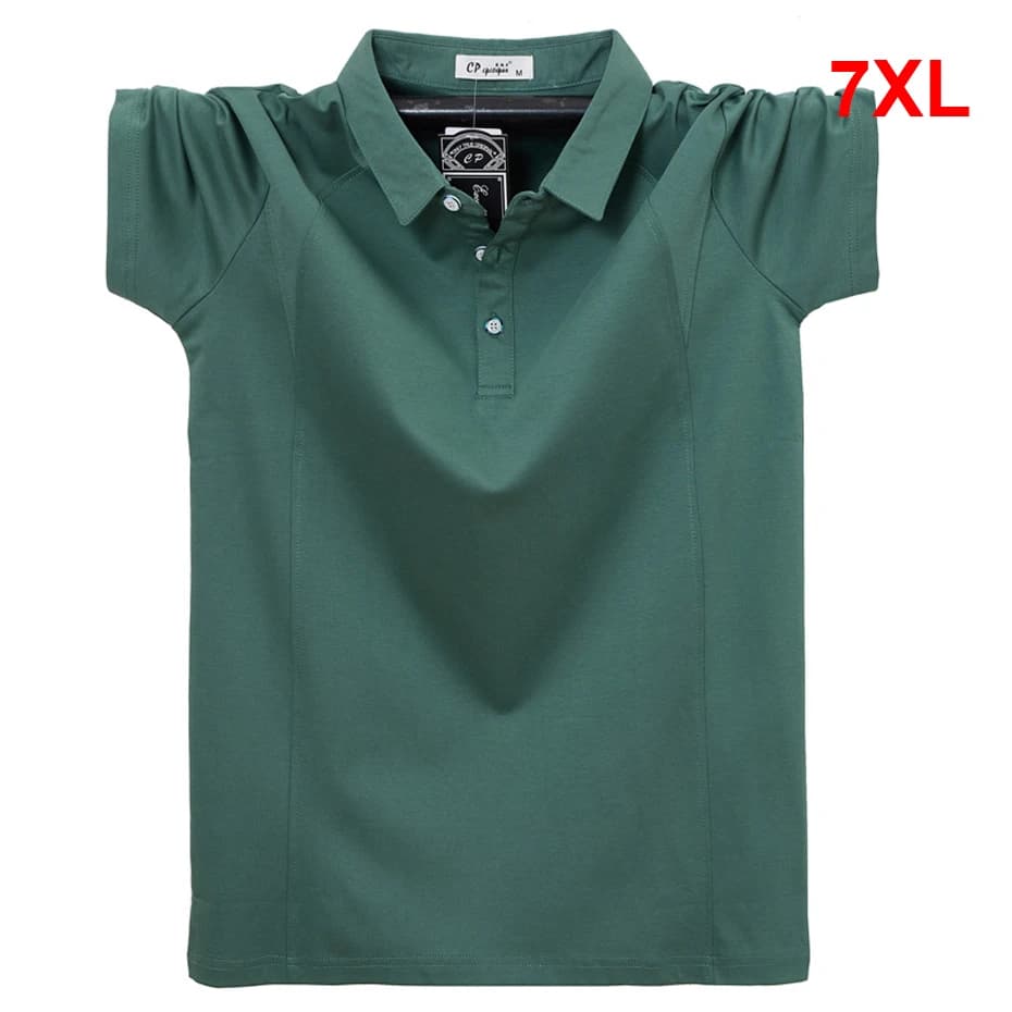 Summer Short Sleeve Polo Shirts Men Plus Size 7XL Solid Color Casual Fashion Stretch Polo Shirt Male Big Size 7XL