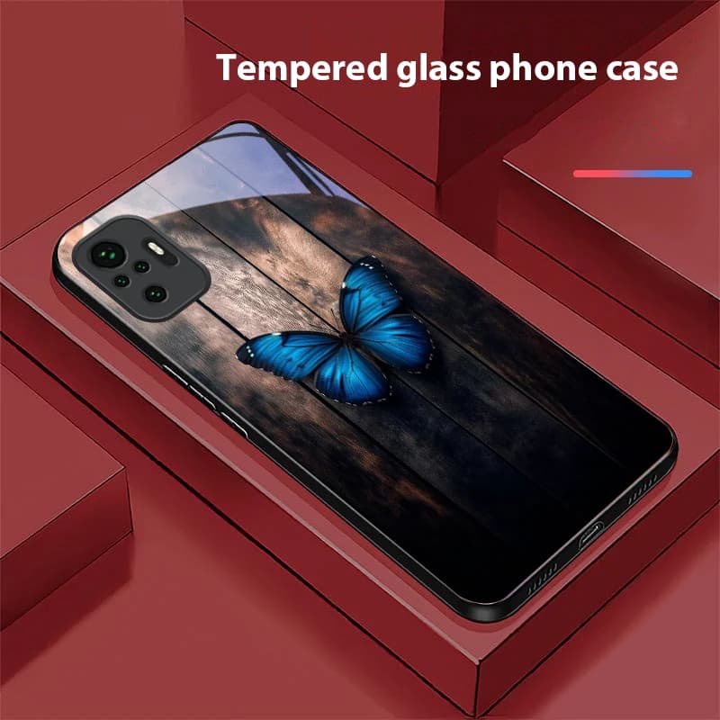 Mysterious butterfly For Redmi Note 7 8 9 8T 10 11 12 12S 13 14 Pro Plus 5G 13C 12 14C 5 4G Black tempered glass phone case