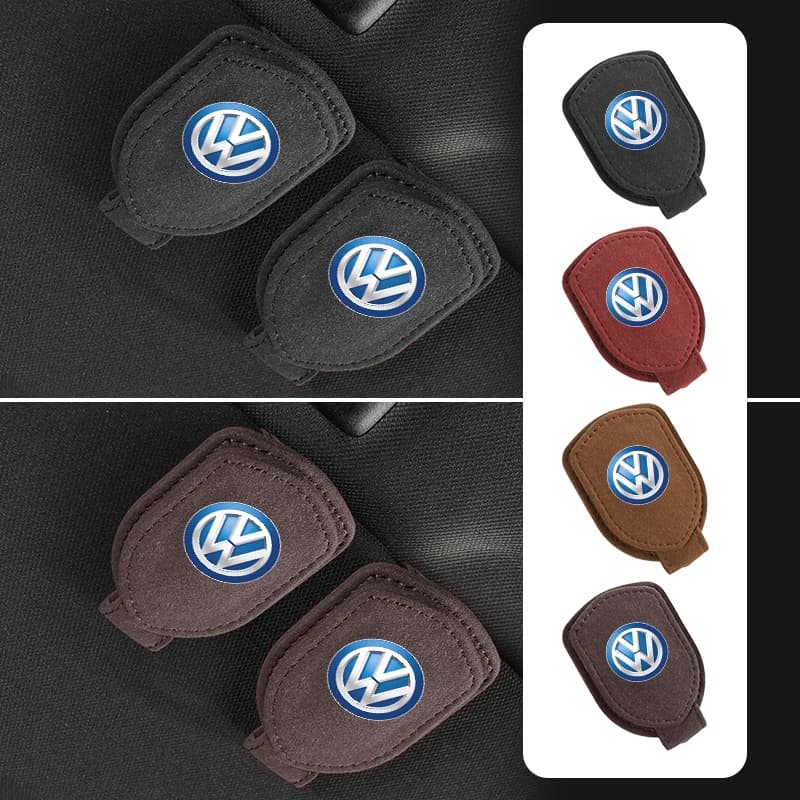 Car Mounted Suede Sun Visor Leather Glasses Clip For VW Scirocco Jetta Beetle Golf Passat Polo Tiguan Sharan Touran