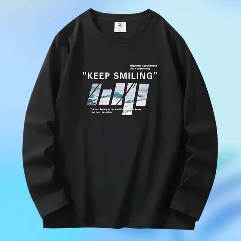 Spring and Autumn Men's 2024 New Splicing Pullovers O-Neck Printed Letter Fashion Loose and Versatile Casual Long Sleeve Top