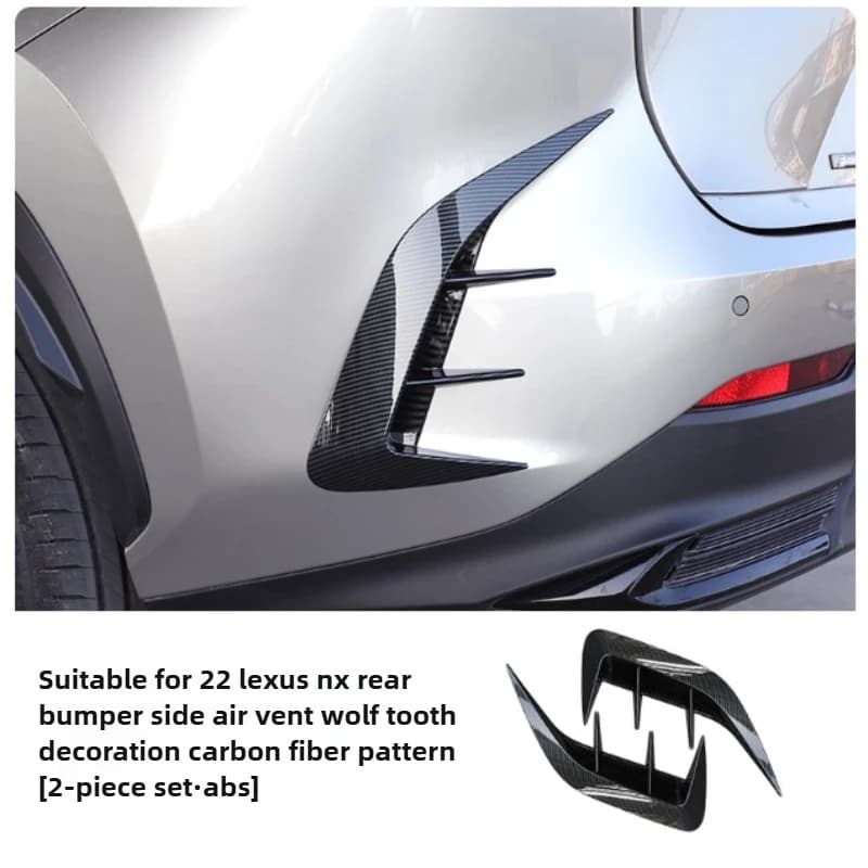Car Rear Bumper Lip Spoiler Side Air Vent Outlet Cover Trim For Lexus NX 250 350 350h 2022 2023 Carbon Fiber Black Car Styling