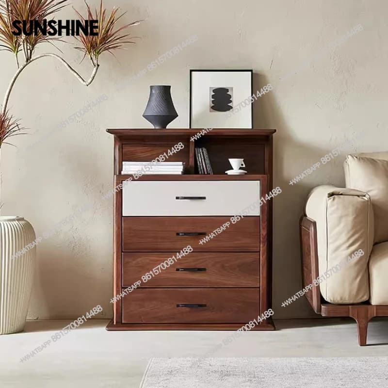Italian light luxury solid wood edge cabinet simple storage locker