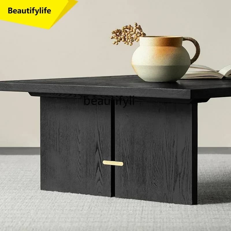 ss 8617 Solid wood coffee table rectangular living room wabi-sabi minimalist tea table short designer