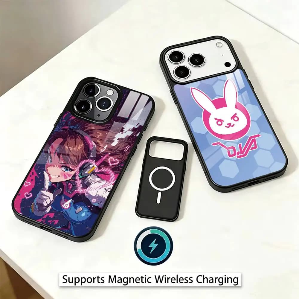 Pop Game Overwatch Fan D.Va Phone Case For iPhone17,16,15,14,13,12,11 Plus,Pro Magnetic Supports Magnetic Wireless Charging