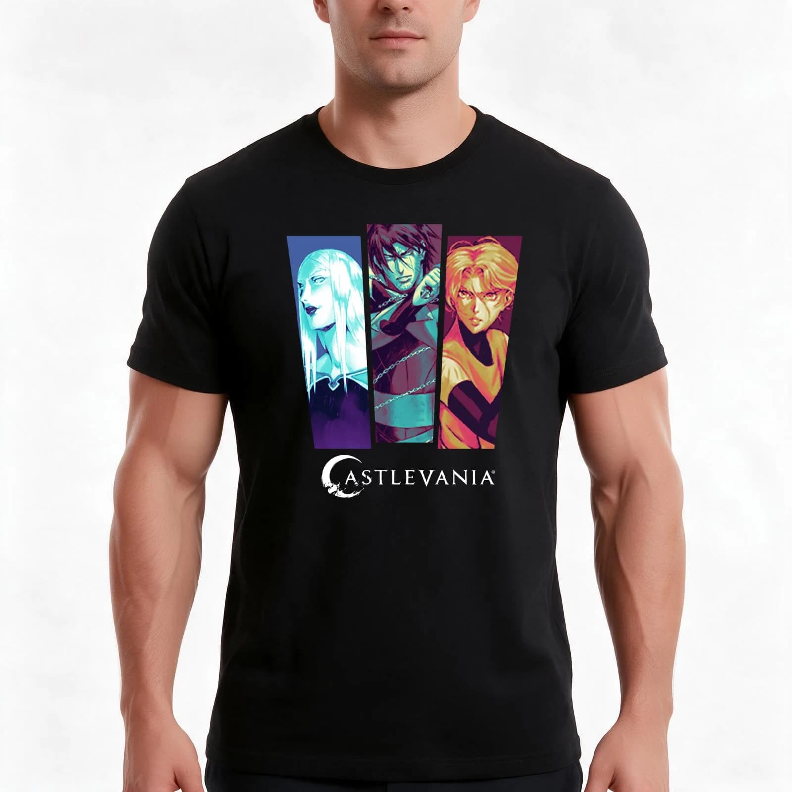 Castlevania Group Shot Pop Panels T-Shirt, Summer Casual Cotton Tee, Oversized Streetwear Tops, Vintage Graphic Print