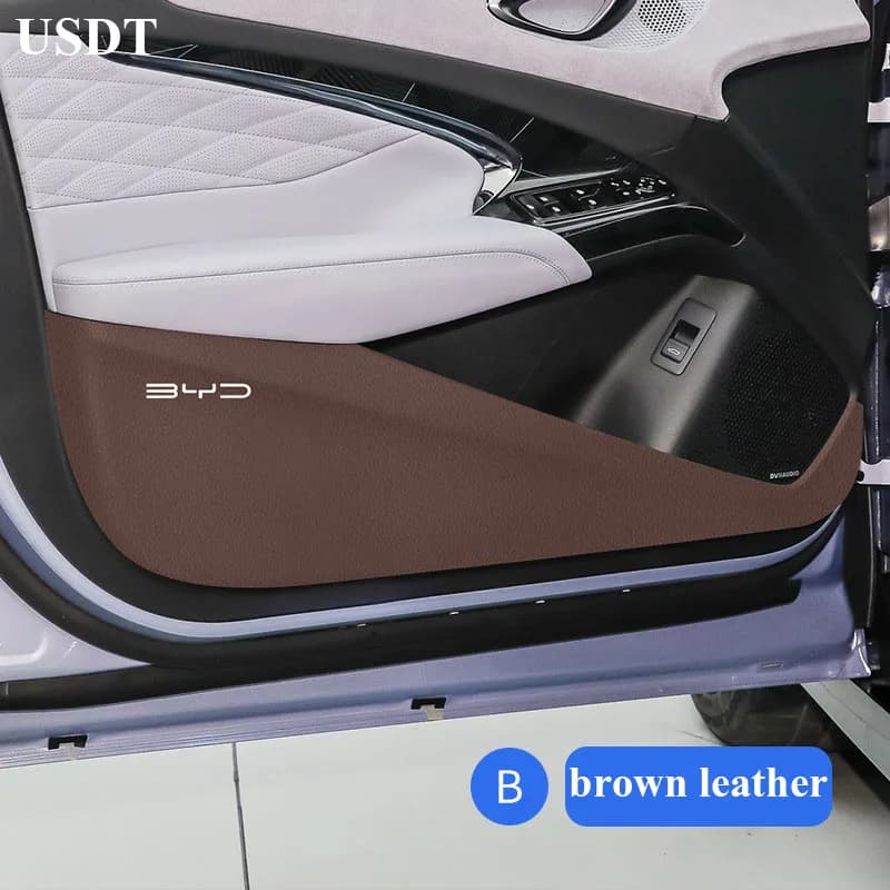4Pcs Car Door Anti Kick Protection Pad Panel for BYD Seal Atto 4 EV 2022 2023 2024 2025 Carbon Fiber Sticker Doors Anti-Dirty