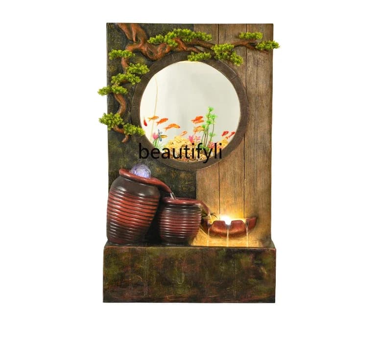 Water Curtain Wall Water Screen Living Room Fish Tank Landscape Humidifier Fortune Fengshui Wheel Hallway Decorations Ornaments
