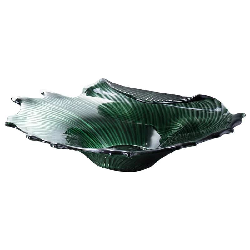 Nordic luxury home accessories hand-blown candied fruit tray green glass fruit bowl