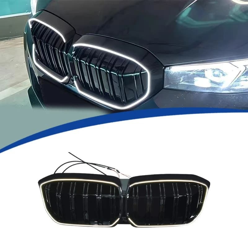 For BMW i3 Electric 2022-24 New Double Line LED Glow Front Grille PC Material Direct Fit Replacement OEM Style Exterior Upgrade