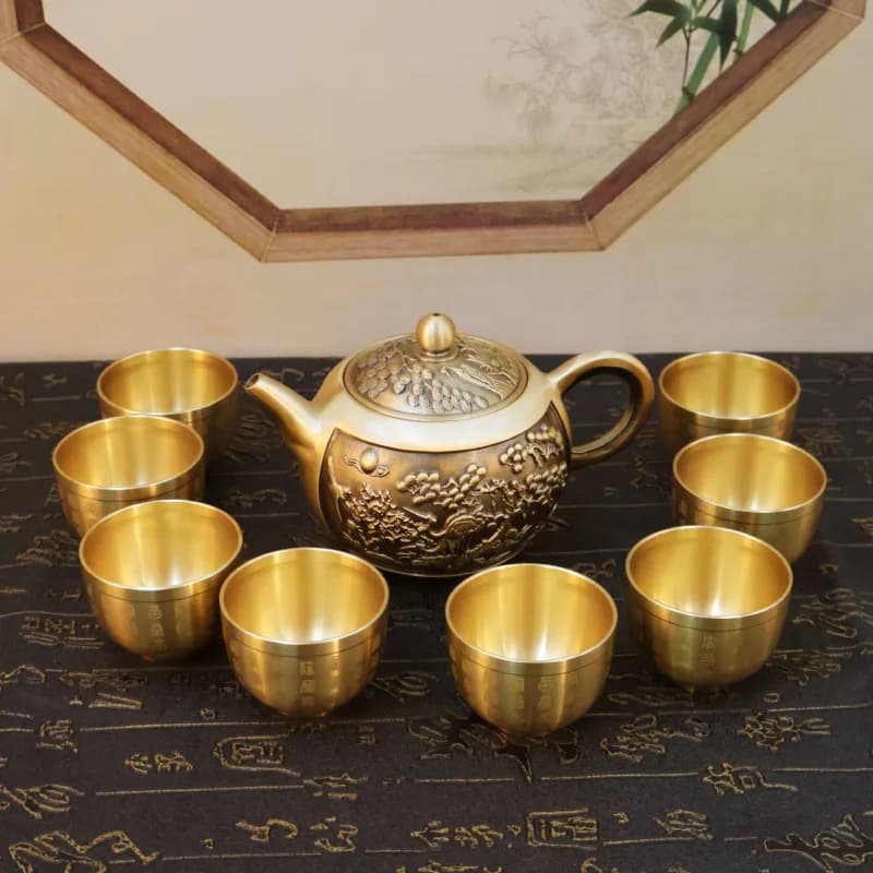 Brass Welcoming Pine Ornament High-End Elegant Gift Essential Creative Tea Pot Metal Craft