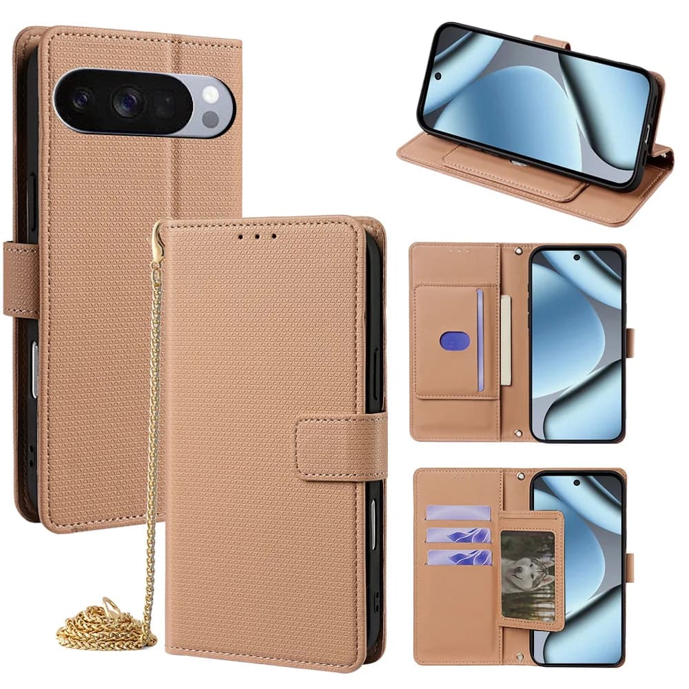 Detachable Shoulder Strap with Flip Phone Cover for Google Pixel 7 8 9 10 Pro XL &9A 8A 7A with Built-in Wallet Card Case Slots