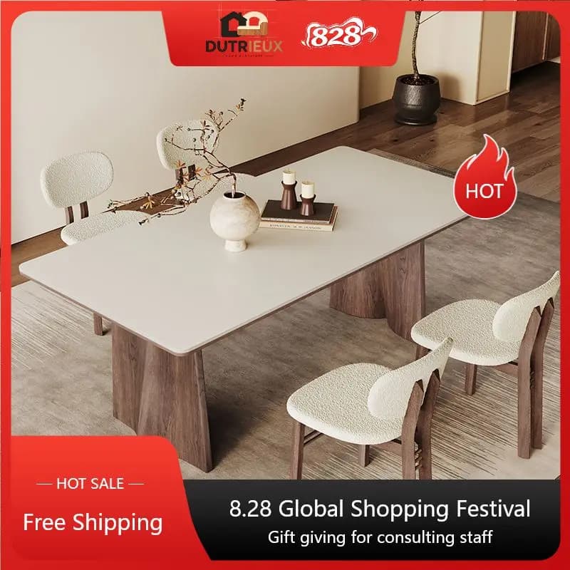 Minimalist White Dining Table Luxury Design Modern Conference Dining Table Kitchen Restaurant Mesas De Jantar Furniture Home