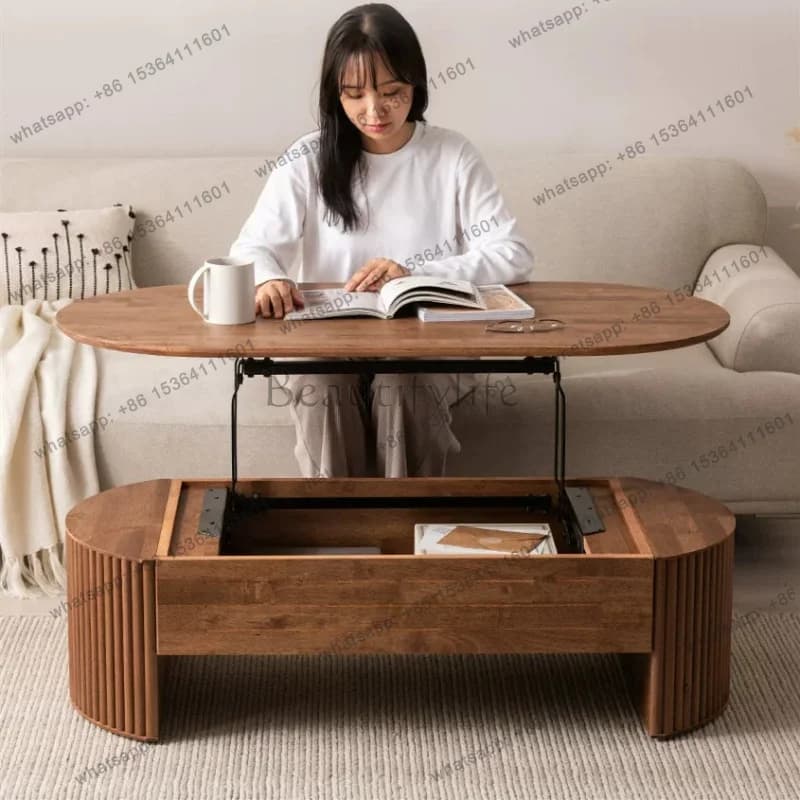 zj.Retro Multifunction Coffee Tables Unique Simple Mesa De Centro Elevable Furniture Rustic Lift Top Coffee Tables Storage Class