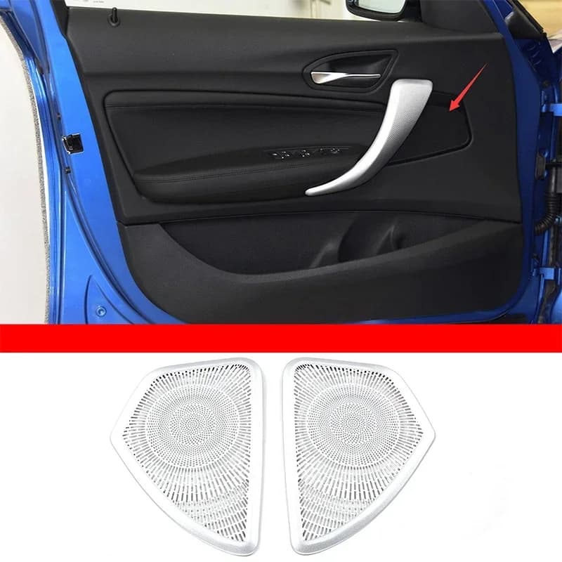 For BMW 1 Series 2 Series F20 F21 F22 F23 2012-2019 Stainless Steel Silver Car Door Speaker Mesh Cover Sticker Auto Accessories