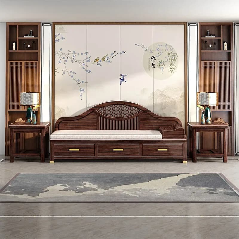 Solid wood sofa bed small apartment leisure chair separate recliner