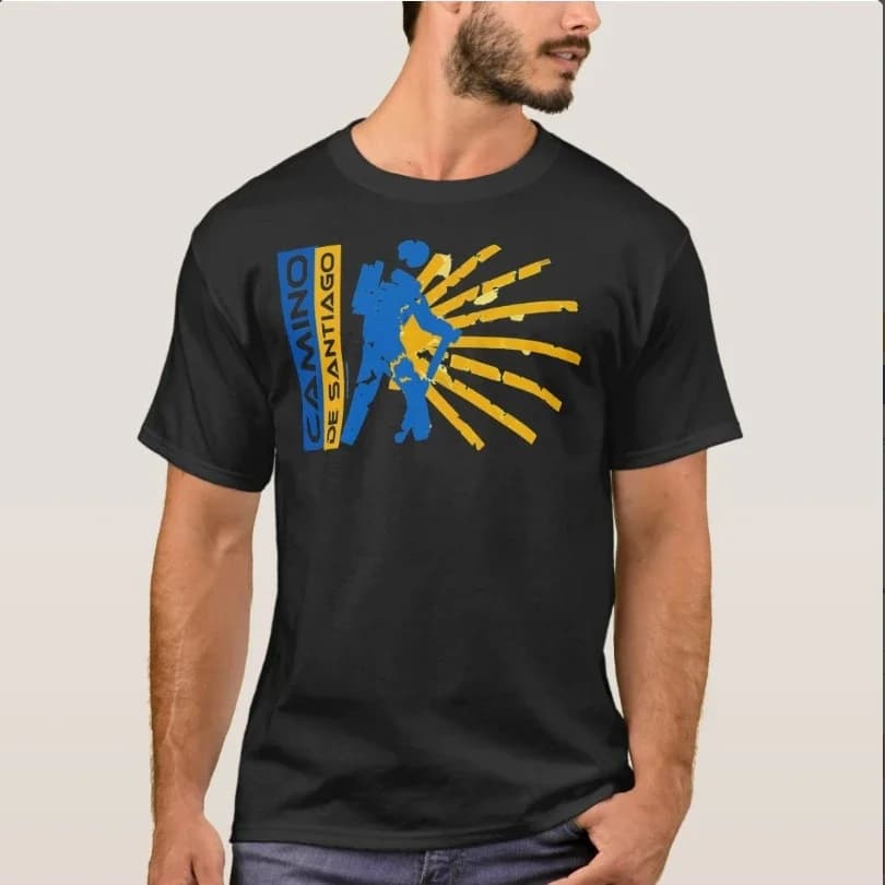 Camino De Santiago. Way of St. James. Hiking Logo T-Shirt 100% Cotton O-Neck Summer Short Sleeve Casual Mens T-shirt Size S-3XL