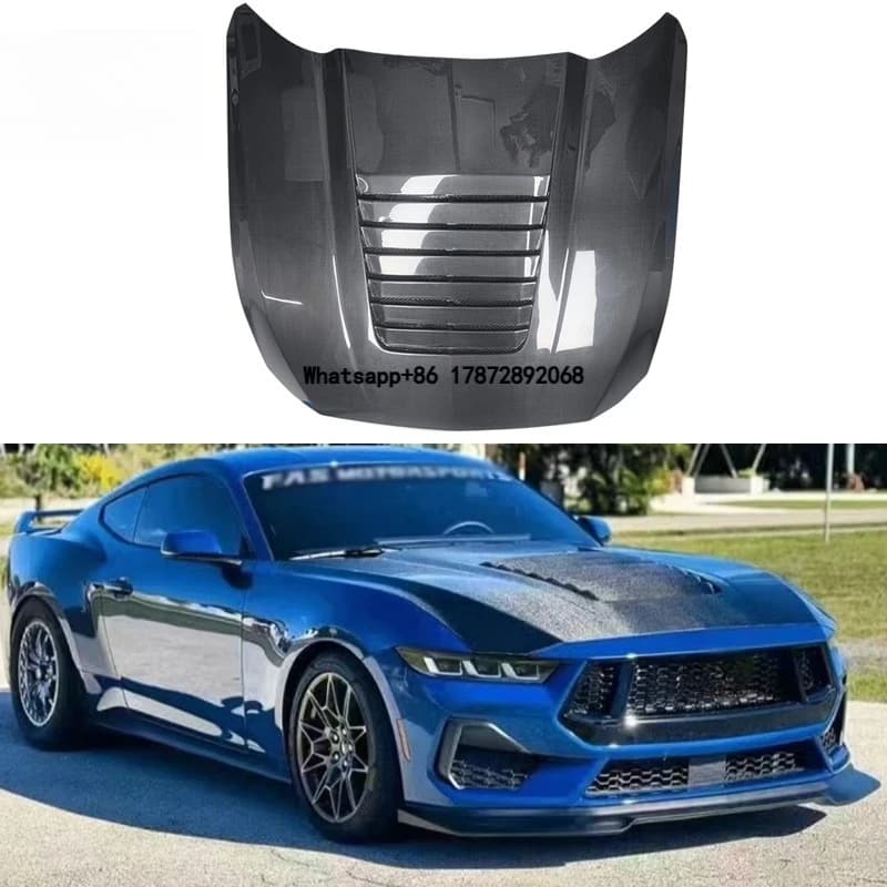 Style for Mustang Hood 2024 Upgrade AC Carbon Fiber Bonnet Engine Cover High Quality Body Kit Car Auto Parts