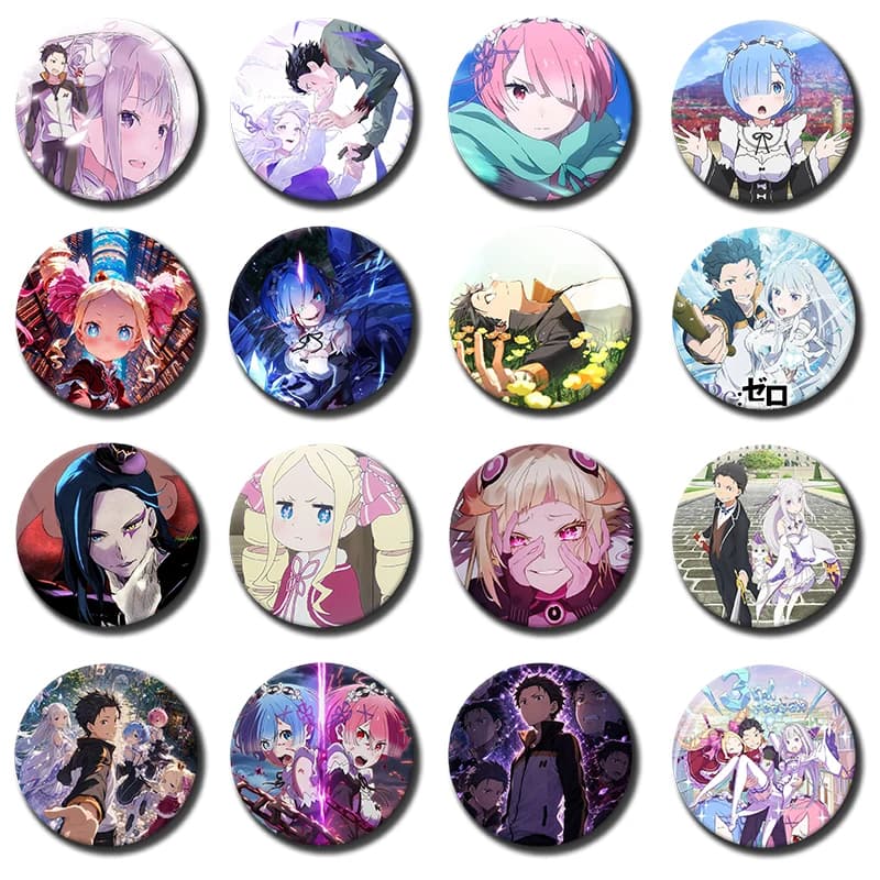 Anime Re Zero - Starting Life in Another World Brooches Cartoon Characters Badges Snap Button Pins for Backpack Decoration Gifts