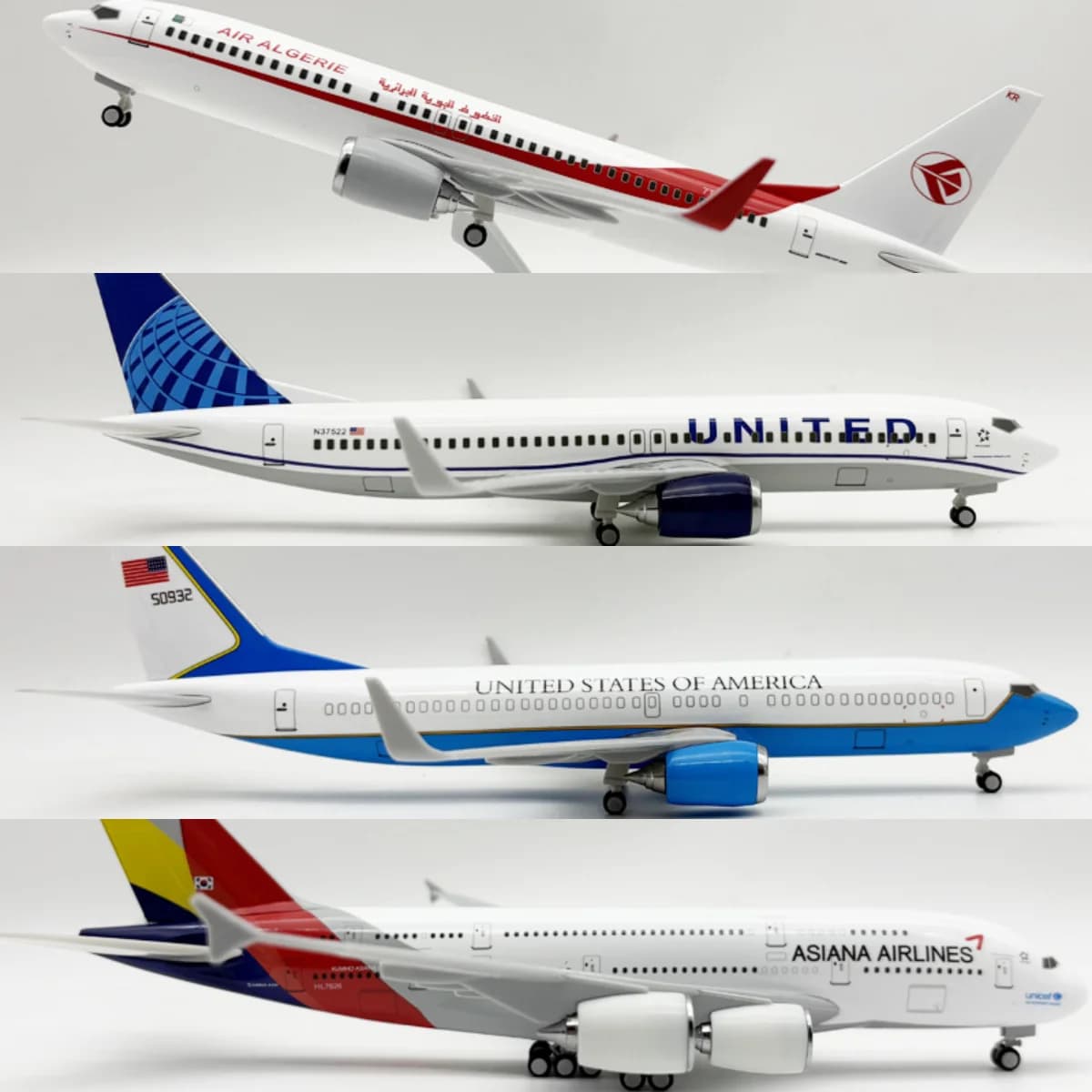 1/240 Scale B737/A380 Korean/United/Air Force One/ Plane 30cm Resin Airplane Model With Wheel & Base Aircraft Display Gifts