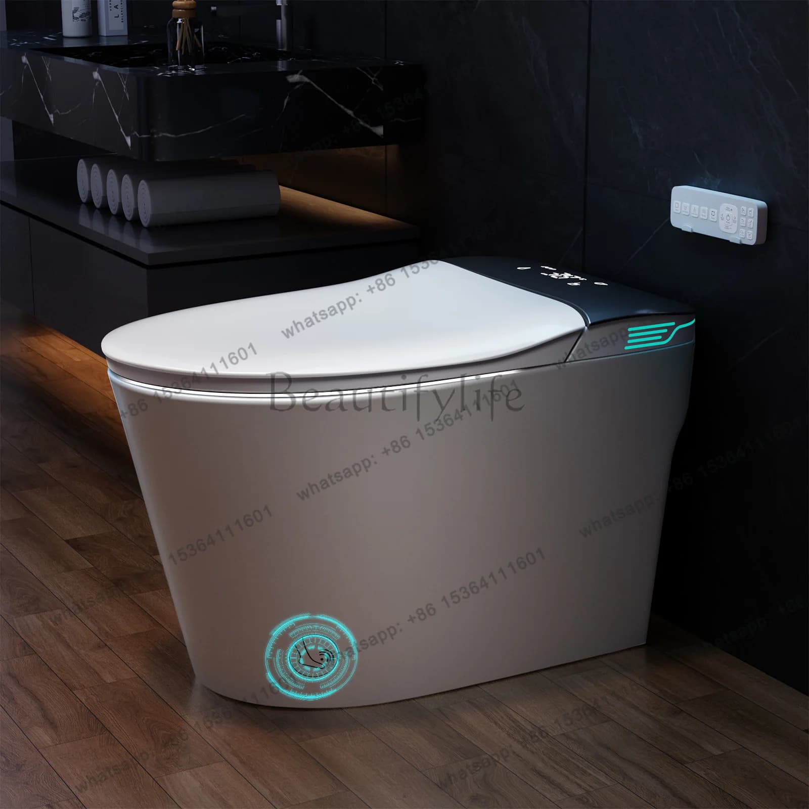 Smart Toilet with Bidet Built In, AUTO Deodorization, ADA Height 17.7", One Piece Heated Toilet with Foam Shield