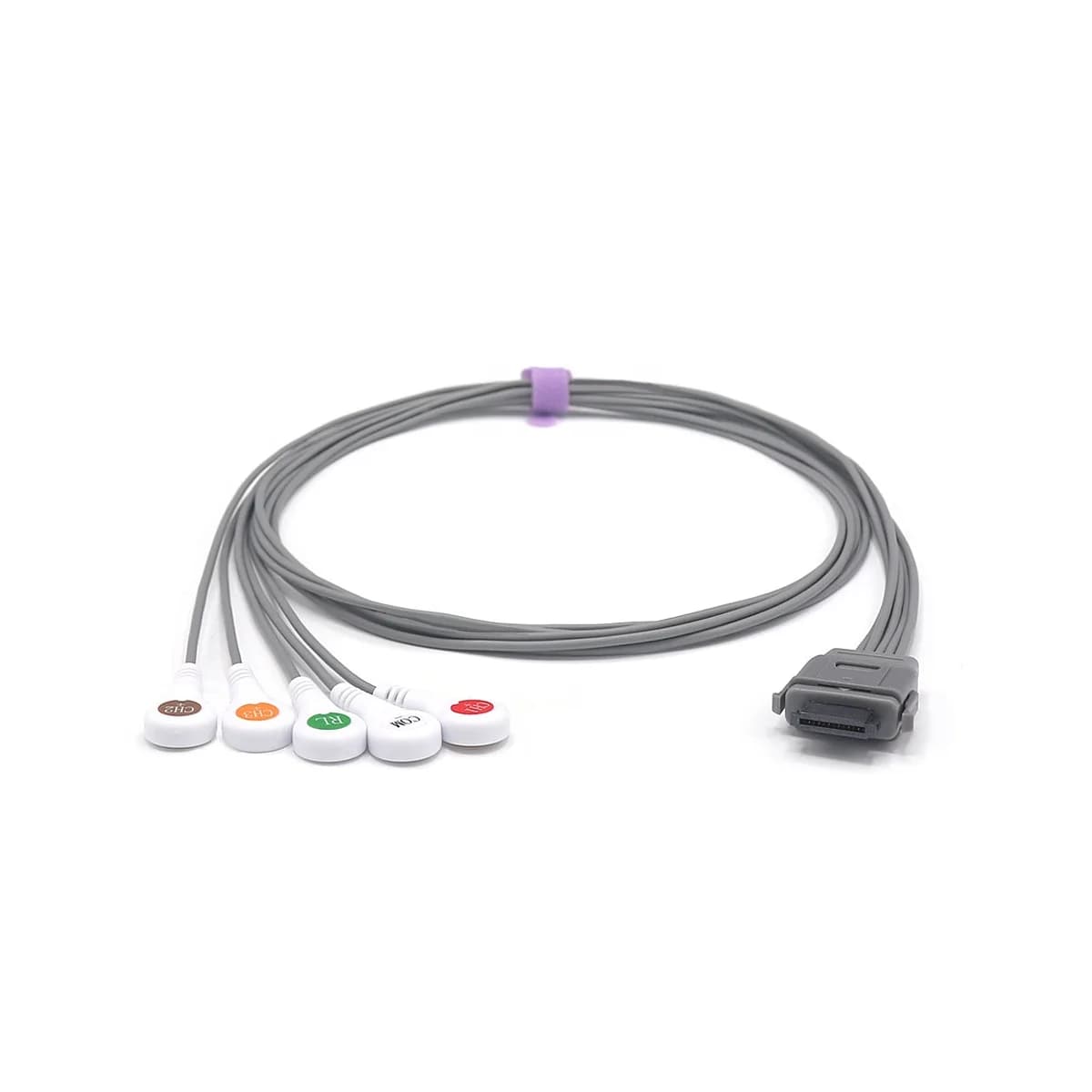 BI9800 Compatible Holter Recorder ECG Cable 5 Leads Snap AHA Leadwires
