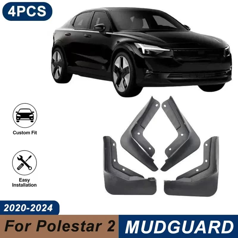 4PCS Car Mud Flaps For Polestar 2 2020-2024 Waterproof Anti-Splash Fender Mudguards Auto Exterior Accessories