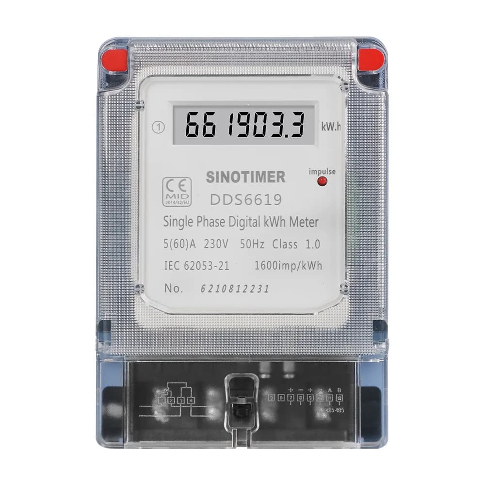 Wall-mounted Single Phase LCD Digital Energy Meter Household kWh Power Consumption Electricity Measurement AC230V 5-60A 50Hz