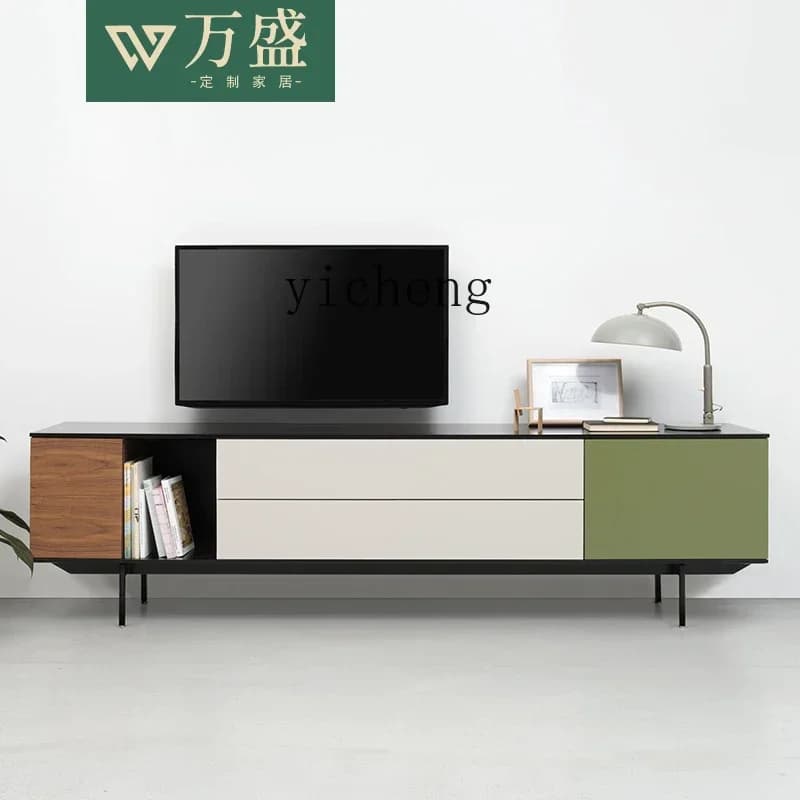 c9.21-Paint TV Cabinet Modern Minimalist Living Room Color-Blocking TV Cabinet Floor Cabinet