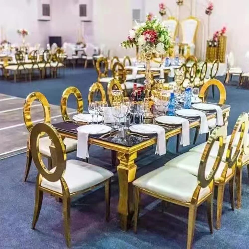 Exquisite Dining Room Furniture Dining Table Wedding Decoration Stainless Steel Table