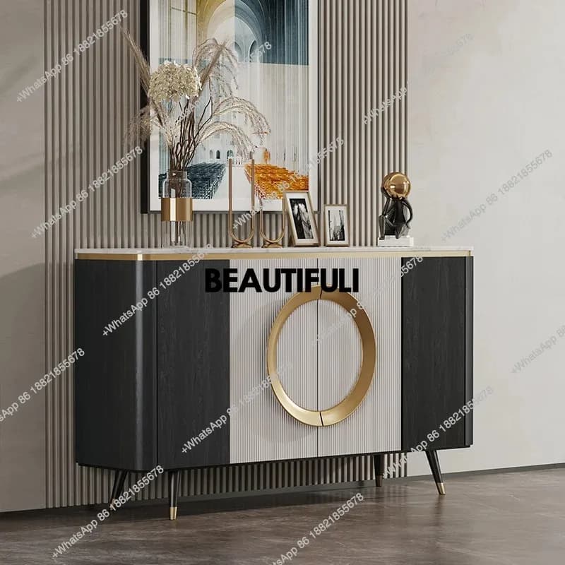 RR Italian minimalist sideboard, solid wood dining room preparation cabinet, modern minimalist living room, marble entryway