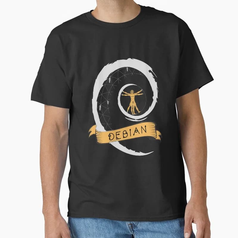Debian Linux (colored) Linux Operating System Graphic T‑Shirt Short Sleeve Tees Geek IT Developer Fan Gift Streetwear S-6XL