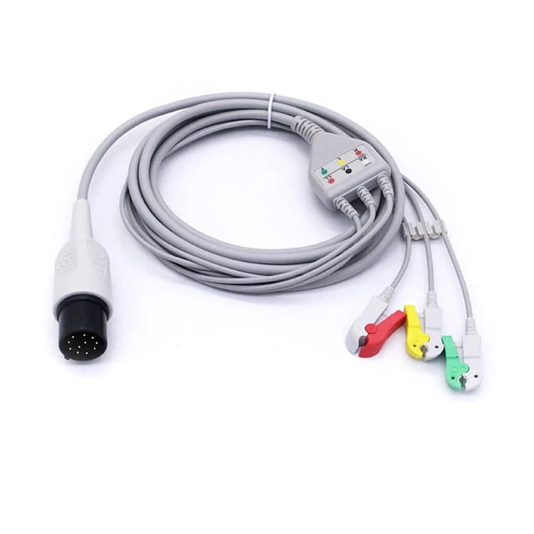 2pcs 12-Pin ECG Cable – 3/5 Leads Option
