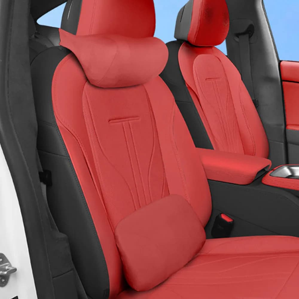 Suitable For ZEEKR 7GT 2026 2027 Suede Headrest And Lumbar Support Car Parts Seat Neck Protection Pillow And Backrest Pillow