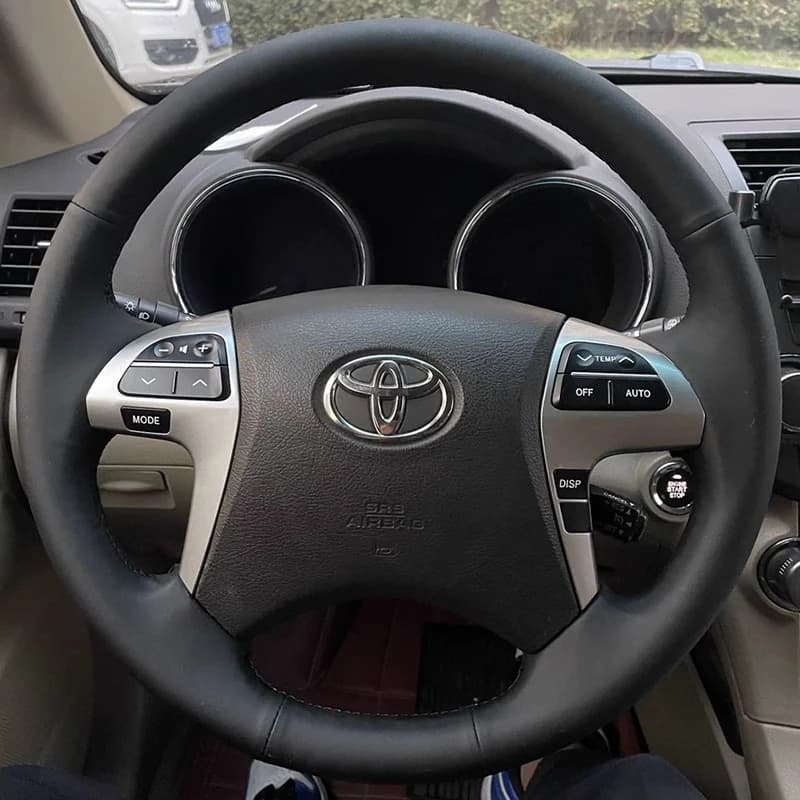 For Toyota Camry 2006-2013 Highlander 2009-2013 Manual Sewing Car Steering Wheel Covers Car Interior Accessories Genuine Leather