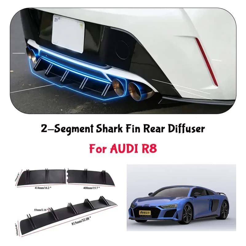 For AUDI R8 Shark Fin Rear Diffuser Split Chassis Spoiler Auto Aerodynamic Parts Aerodynamic Modification