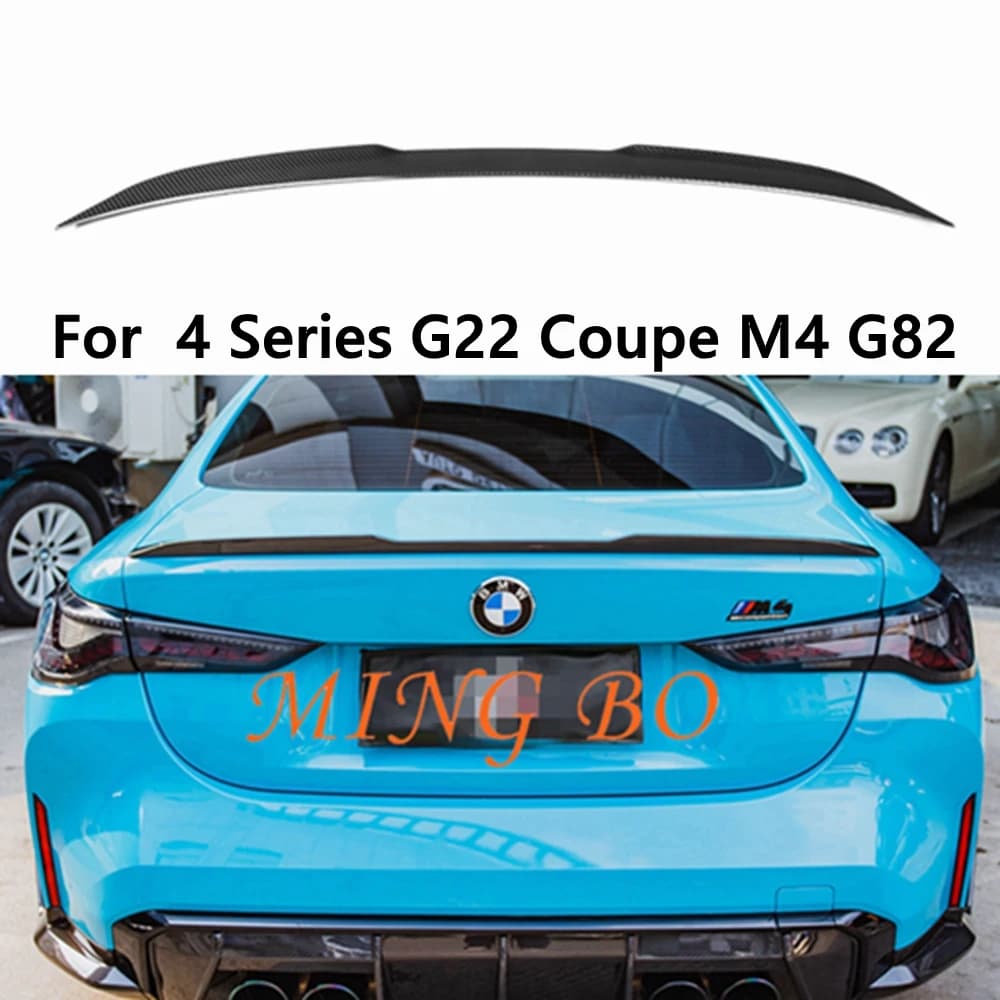 ABS bright black and Dry Carbon Fiber M style Rear Trunk Spoiler Duckbill for BMW 4 Series Coupe G22 G82 2020 - 2023