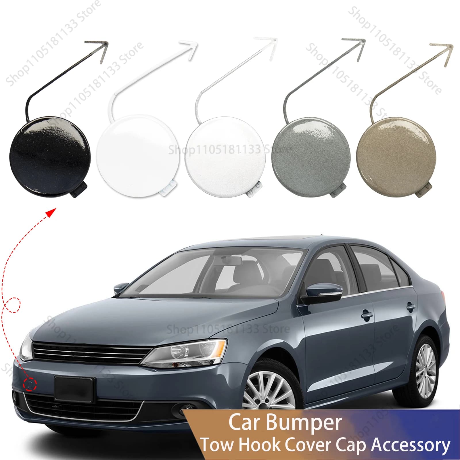 For Volkswagen Jetta 2011-2014 Front Bumper Tow Hook Cover 5C6807241B OE Replacement Premium Quality Direct Fit