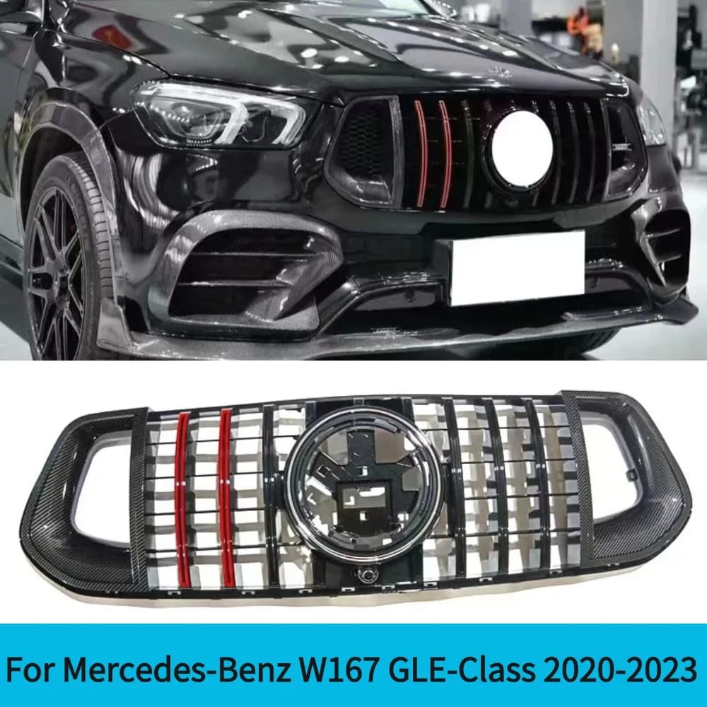 For Mercedes-Benz W167 GLE-Class GLE350 GLE450 2020-2023 Racing Style Front Bumper Grille Sports Grill Car Accessory