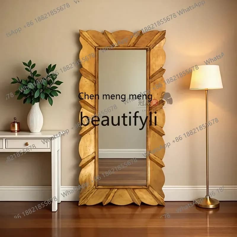 Vintage full-length mirror wall-mounted living room full-length mirror  bedroom special-shaped floor-to-ceiling fitting mirror29