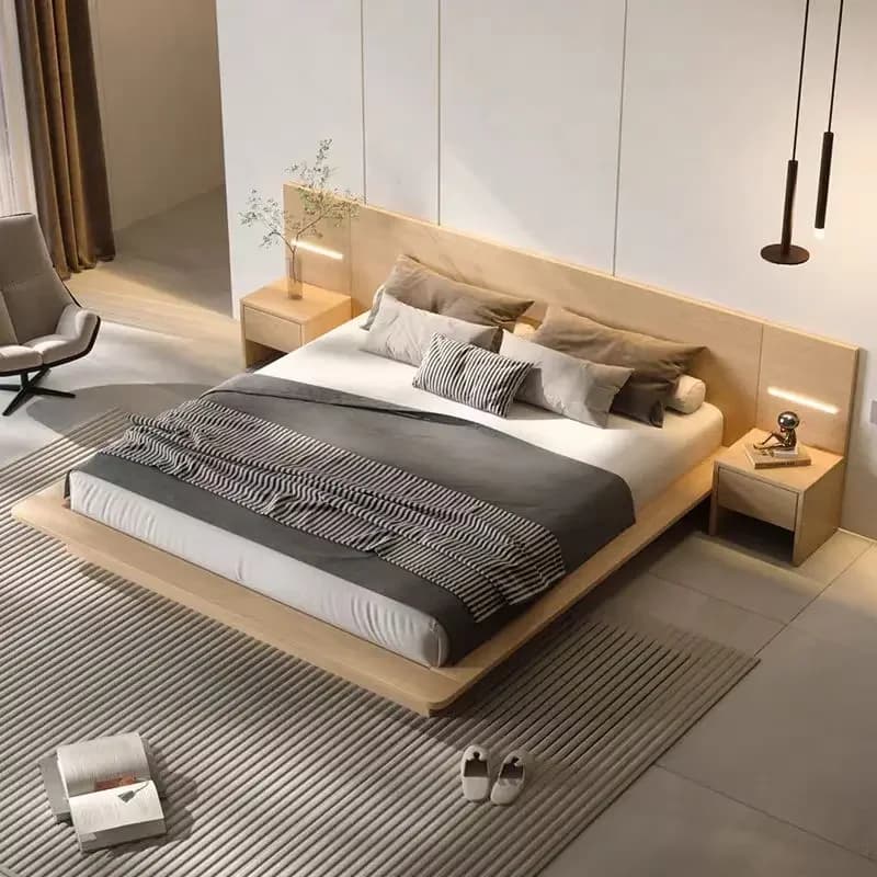 # Hot For Custom Made Double Bed Hotel Furniture Wooden Hotel Bedroom Set Tatami Modern Wood King Size Bed Frame
