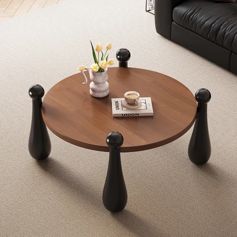 HYS modern simple solid wood round coffee table balcony tea table small apartment living room coffee table