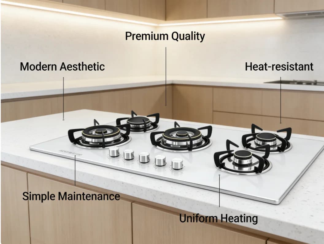 5 Burner Built-In Gas Cooktop Class A++ Energy Saving Easy Clean Non-Stick Flameout Protection Household Cooker