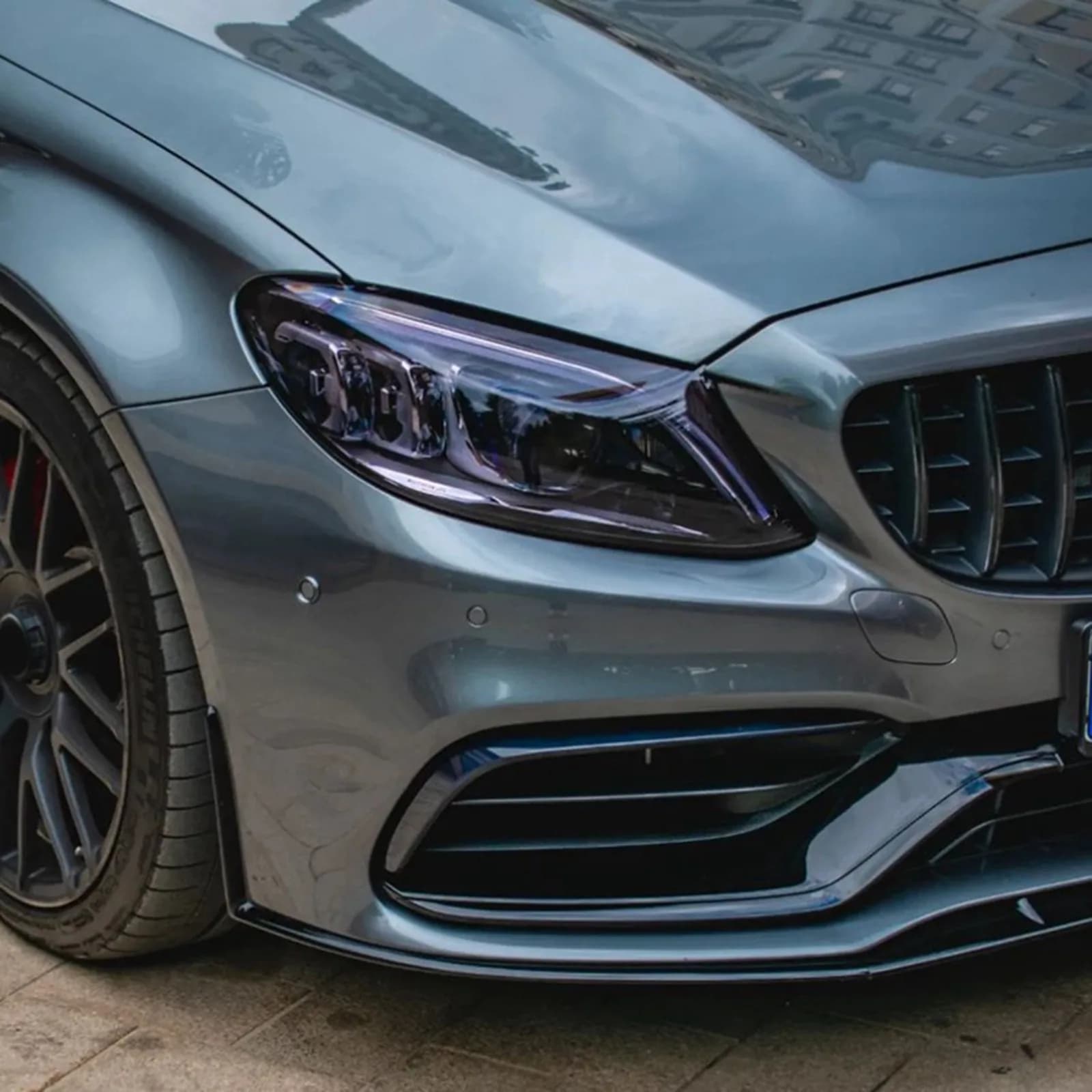 For Mercedes Benz C Class W205 C205 S205 C63 AMG 2015-2022 Car Front Bumper Lip Spoiler Diffuser Splitters Body Kits Trim Tuning