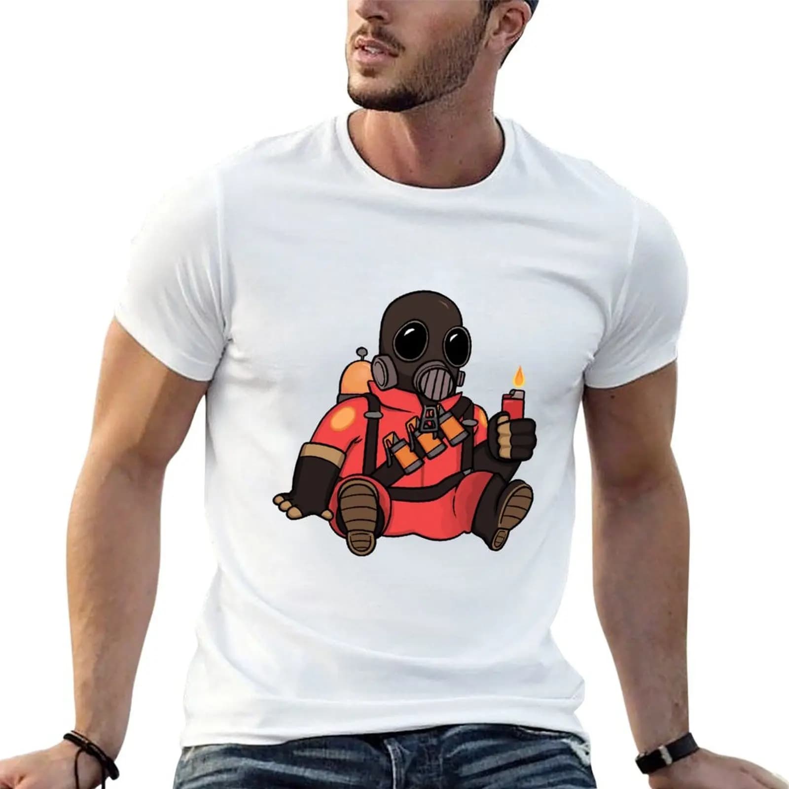 Pyro TF2 Sticker T-Shirt funny gifts hippie clothes mens designer clothes