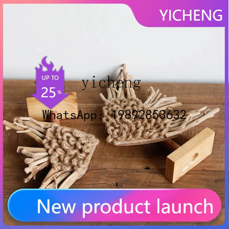 X1  Wooden Hemp Rope Fish Desktop Decoration Ornament Homestay Entrance Wabi-Sabi Style Home Decor