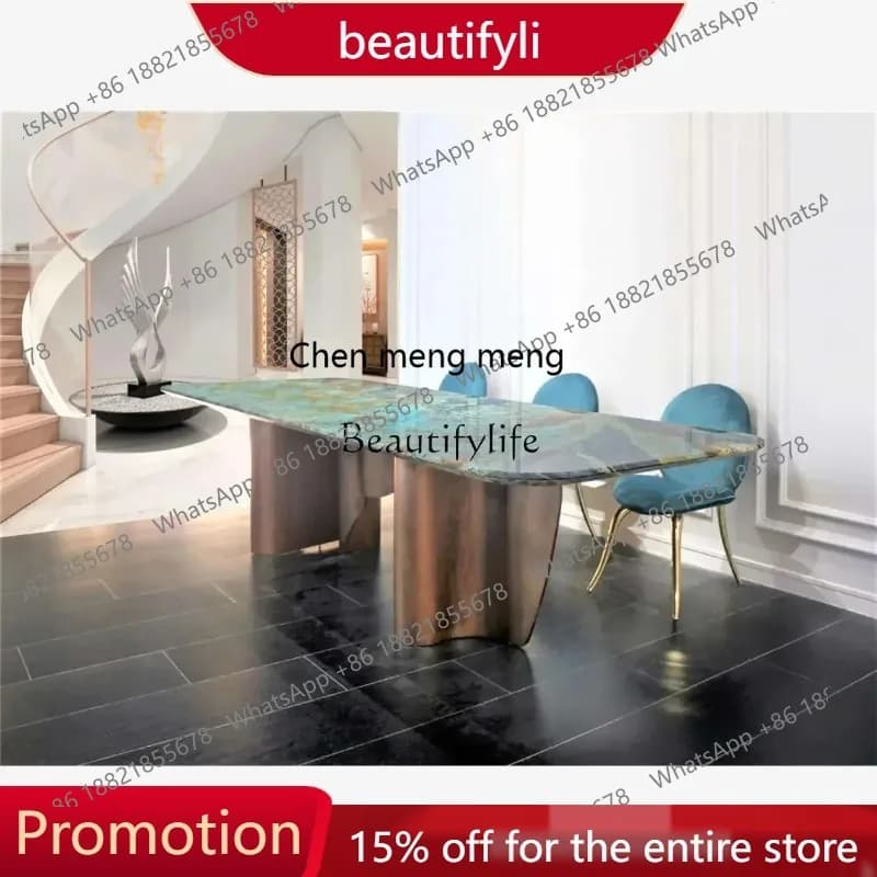 New style Modern minimalist natural marble Italian minimalist Nordic light luxury table s8350