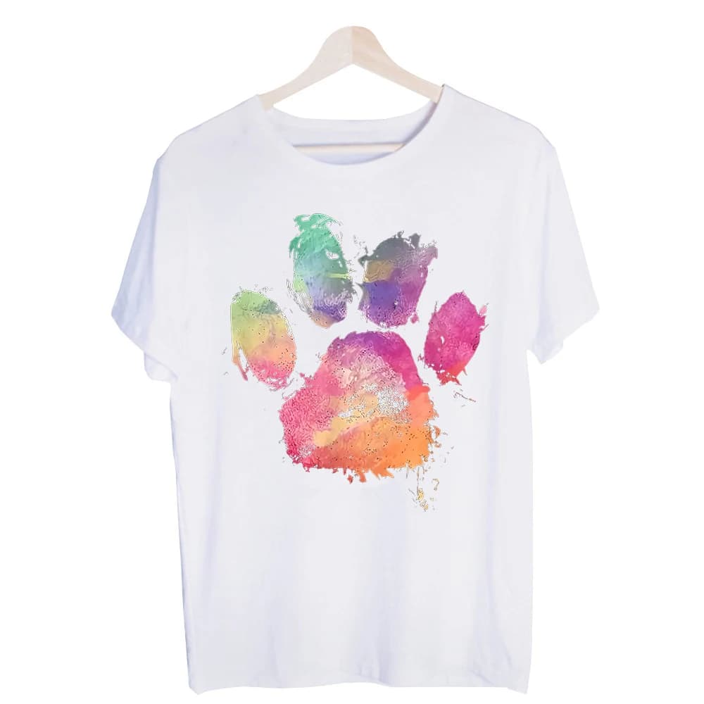 Men's Colorful Paw Print Graphic Tee, Short Sleeve Crew Neck T-Shirt for Casual Daily Wear and Summer Outfits